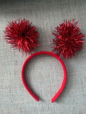 Red Sparkle Pom Pom Headband